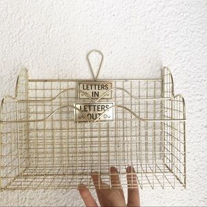 Letters Mail Gold Metal Hanging Basket